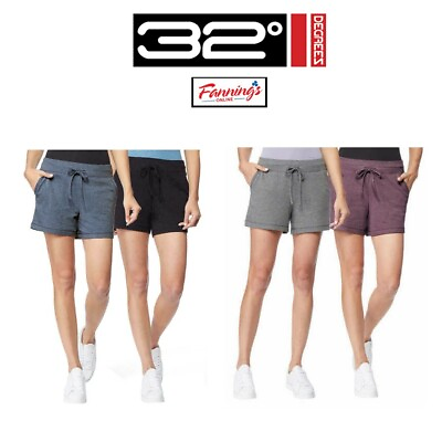 #ad 32 Degrees Ladies#x27; 2 pack Soft Jogger Short F42 $15.80