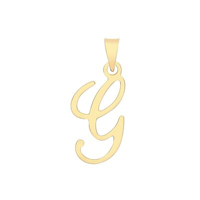 #ad 9ct Yellow Gold Script Initial G Pendant GBP 60.95