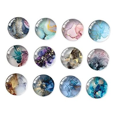 #ad Glass Strong Magnetic Fridge Magnets Round Funny Marbling Crystal Marbling $18.68