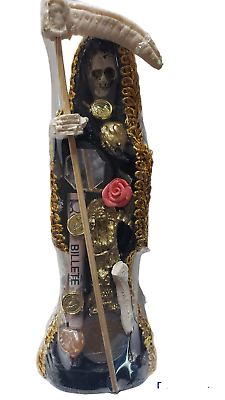 #ad 6quot; Black Santa Muerte Holy Death Grim Reaper Statue Vestida Dressed Curada $22.99