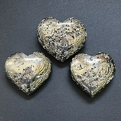 #ad Iron Pyrite Puffy Hearts 5 Pcs Bulk Wholesale Lot Large Druzy Crystal $76.68