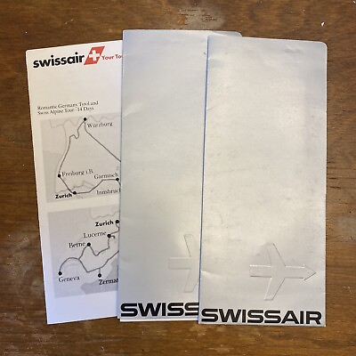 #ad Pair Swiss Air passenger Ticket Folders And Carbon Tickets 1979 Airplane Stamp $9.99