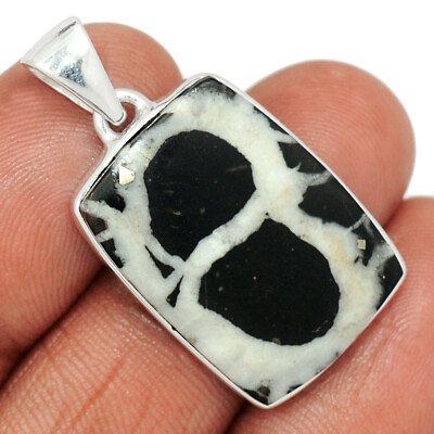 #ad Natural Lightning Stone Septarian 925 Sterling Silver Pendant Jewelry CP33352 $16.99
