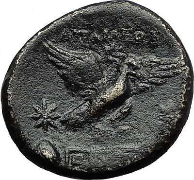 #ad APAMEIA PHRYGIA 88BC Athena Gemini Caps Eagle Original Ancient Greek Coin i58353 $236.25