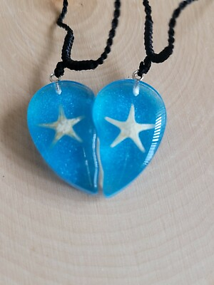 #ad Starfish Heart Necklace Best Friend Pair Pendant Necklace Choker Blue $12.15