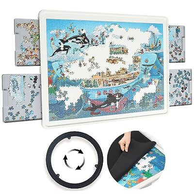 #ad 1500 Pieces Rotating Plastic Puzzle Board with Drawers Jigsaw Puzzle Table Y1 $65.99