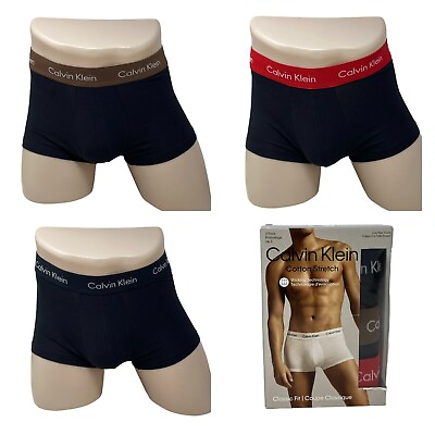 #ad Calvin Klein Men Underwear Cotton Stretch Low Rise Trunk Brief 3 Pack NB2614959 $29.99