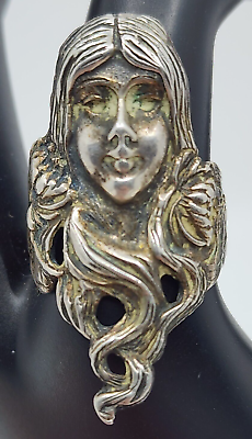 #ad VTG STERLING VICTORIAN SILVER ART NOUVEAU WOMAN RING SIZE 8 $66.45