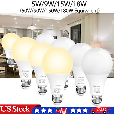 #ad 1 6Pack E27 E26 LED Light Bulbs 50 90 150 180W Watt Equivalent Energy Save Lamp $10.95