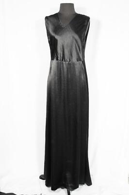 #ad VERY RARE FRENCH VINTAGE 1940#x27;S WWII ERA LONG BLACK SATIN EVENING GOWN SIZE 6 8 $468.00