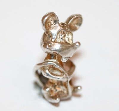 #ad Rare Vintage Sterling Silver Moving Mickey Mouse Bracelet Charm 4.9g $34.99