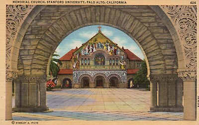 #ad Postcard CA Palo Alto Stanford University Memorial Church Linen Vintage PC J369 $4.00