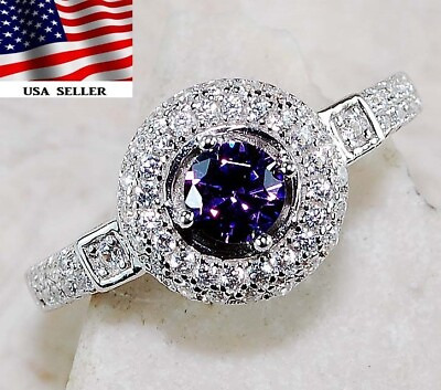 #ad 1CT Amethyst amp; Topaz 925 Sterling Silver Ring Jewelry Sz 7 LB1 9 $29.99