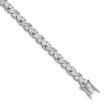 #ad Glamorous Simulated Diamond Tennis Bracelet 925 Fine Silver Evening Jewellery $300.00