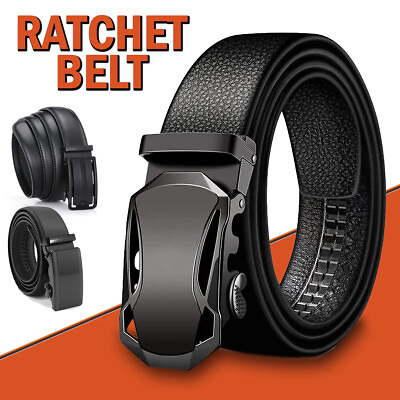 #ad Mens Belt Dress or Casual Belts for Men Leather Belt Automatic Click Slide Belt $9.99