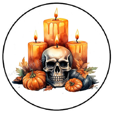 #ad SKULL HALLOWEEN CANDLES ENVELOPE SEALS LABELS STICKERS PARTY FAVORS $1.99