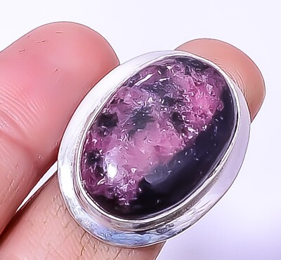 #ad Natural Black Manganese In Rhodonite Ring Size 7 925 Sterling Silver Jewelry $15.59