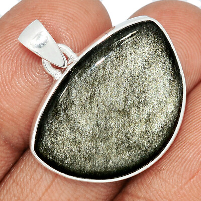 #ad Natural Silver Sheen Obsidian 925 Sterling Silver Pendant Jewelry CP26807 $20.99