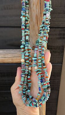 #ad Native American Turquoise Multi Bead Long Necklace Authentic Navajo $186.45