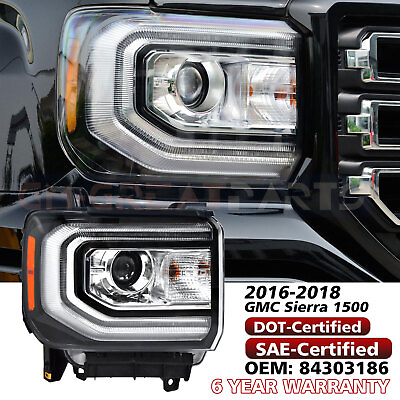 #ad 2016 2018 GMC Sierra 1500 HID Xenon LED Headlight DRL Projector Passenger Right $245.00