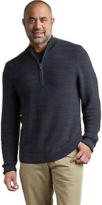 #ad ExOfficio Thurlow 1 4 Zip Sweater Men#x27;s Size: L Color: Black Dark Pebble NWT $39.99