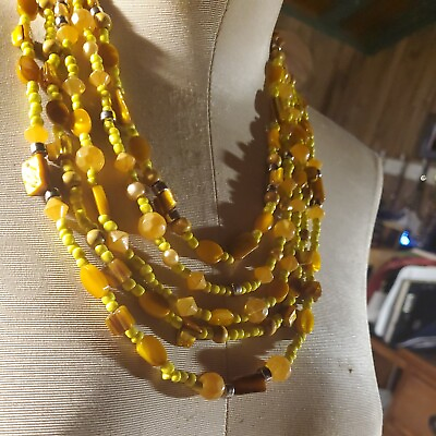 #ad Multi Strand Mother Of Pearl Beads Glass Seeds Beads Butterscotch Yellow 22quot;L $30.00