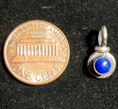 #ad Beautiful Vintage 925 Sterling Silver Lapis Lazuli Petite Charm $9.75