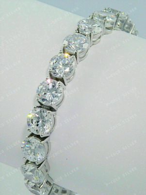 #ad 20Ct Brilliant Cut Simulated Diamond Tennis Bracelet 925 Sterling Silver Plated $215.03