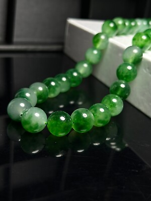 #ad Certified Natural AA Perfect High Ice Green Jade Jadeite Pendantamp;Necklace 14MM $65.00