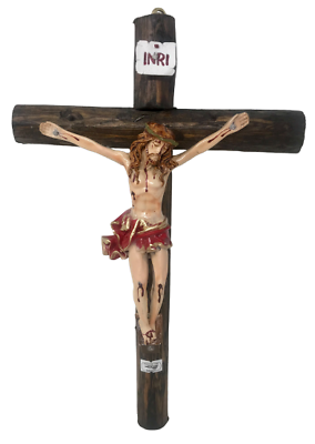 #ad Jesus En La Cruz 15quot; Crucifijo Manto RojoWall Cross Christ Crucifixhandcrafted $34.99