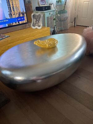 #ad Silver Egg Shaped Coffee Table $250.00