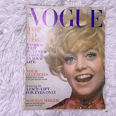 #ad Vintage VOGUE US Goldie Hawn August 15 1969 Vintage Fashion Magazine 1960s Retro $50.00