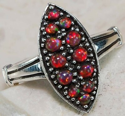 #ad Natural 1CT Red Fire Opal 925 Sterling Silver Victorian Style Ring Sz 678 FM3 $33.99