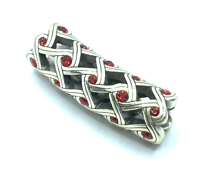 #ad Brighton Interlace Long Crystal Basket Weave Bright Red Vibrant Silver Bead $16.95
