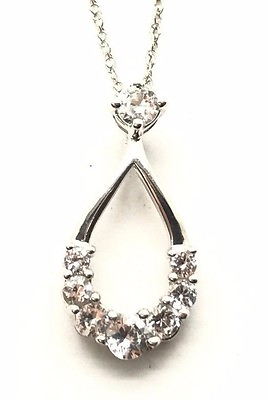 #ad Sterling Silver 925 Multi Round CZ Tear Drop Shape Swirl Necklace 18quot; $21.60
