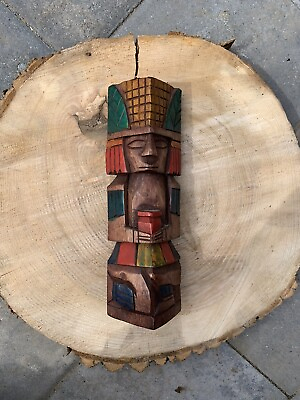 #ad Hand Carved amp; Painted 9 inch Mayan Inspired Wooden Totem $49.99