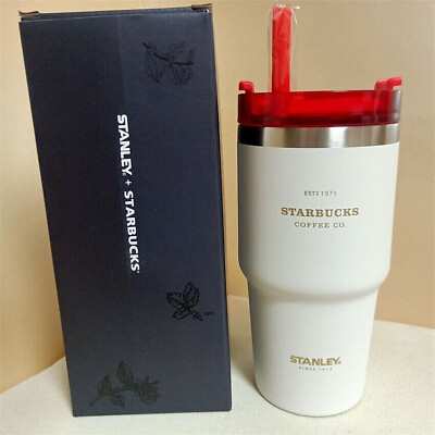 #ad Starbucks Stanley Red and White Stainless Steel Straw Cup 20oz Tumbler Car Cup $25.99