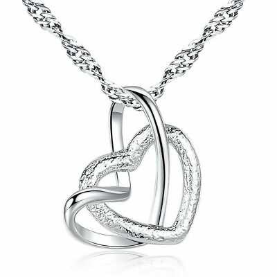 #ad Elegant 925 Sterling Silver New Fashion Jewelry Charms Heart Pendant Necklace $15.74