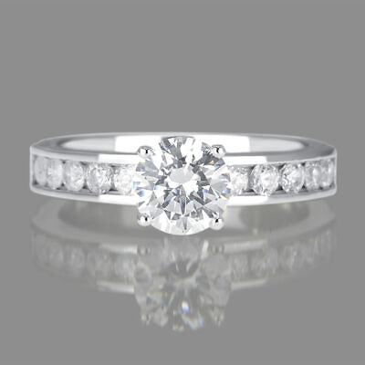 #ad 1 Carat D SI1 Elegant Diamond Engagement Ring Round Cut 14K White Gold $951.15