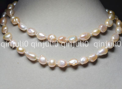 #ad 30#x27;#x27; 10 12MM NATURAL PINK REAL BAROQUE CULTURED PEARL NECKLACE 18K CRYSTAL CLASP GBP 29.99