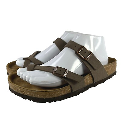 #ad Birkenstock Mayari Women#x27;s Leather Slide Sandal US 8 Toe Loop Mocha Birko Flor $67.98