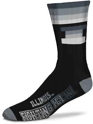 #ad For Bare Feet Illinois Fighting Illini Platinum Crew Socks Men#x27;s L 10 13 Shoe $2.75
