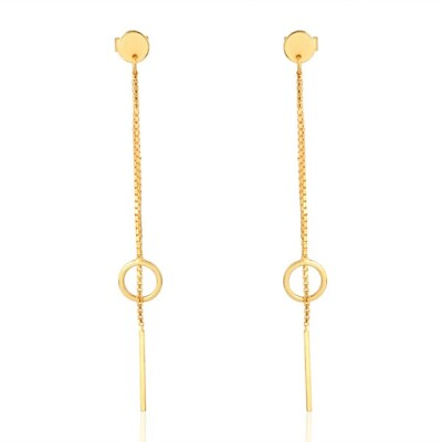 #ad 18k Gold Plated Long Chain Drop Open Circle amp; Bar Shape Earrings Gift Jewelry $19.99