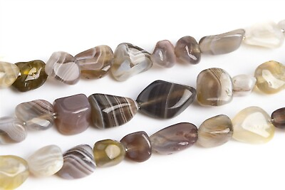 #ad 4 9MM Botswana Agate Pebble Nugget Grade AAA Genuine Natural Loose Beads $5.35
