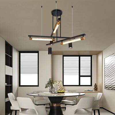 #ad DIY Linear Black Chandelier 6 Light Pendant Ceiling Fixtures Hanging Lighting $125.99