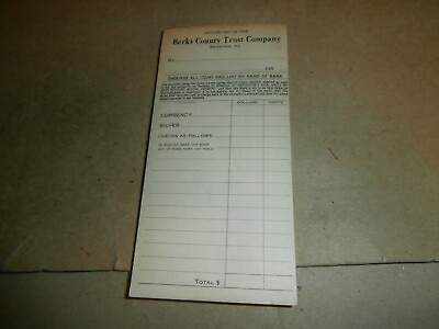 #ad Vintage 1930#x27;s Berks County Trust Co Reading PA Deposit Slip Paper Tablet $11.99