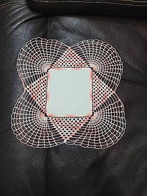 #ad Vintage Doily With White Square Cotton Center And Open Weave Design Crochet $8.99