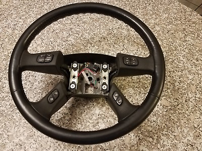 #ad ✅ OEM Black Leather Steering Wheel silverado Chevy GMC $198.00