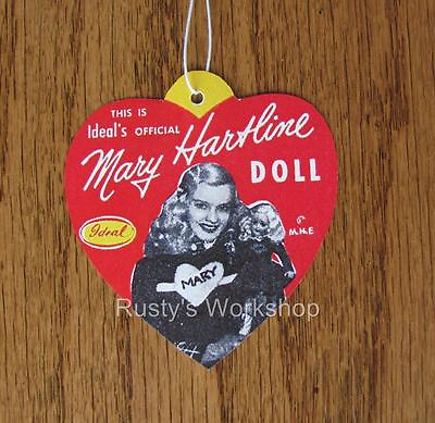 #ad 1950#x27;s Ideal MARY HARTLINE doll WRIST hang TAG 2 sided Repro $6.99