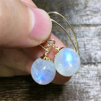 #ad Natural white moonstone Earrings Dangle 18K lady gift Chandelier Gemstone Custom $8.23